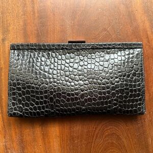 Banana Republic Black Croc-Embossed Clutch